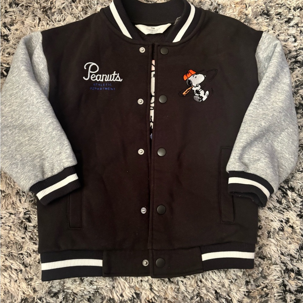 H&M Peanuts Varsity Jacket with Snoopy Patch